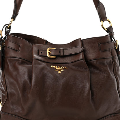 Prada Cervo Belted Hobo Brown 8 of 13
