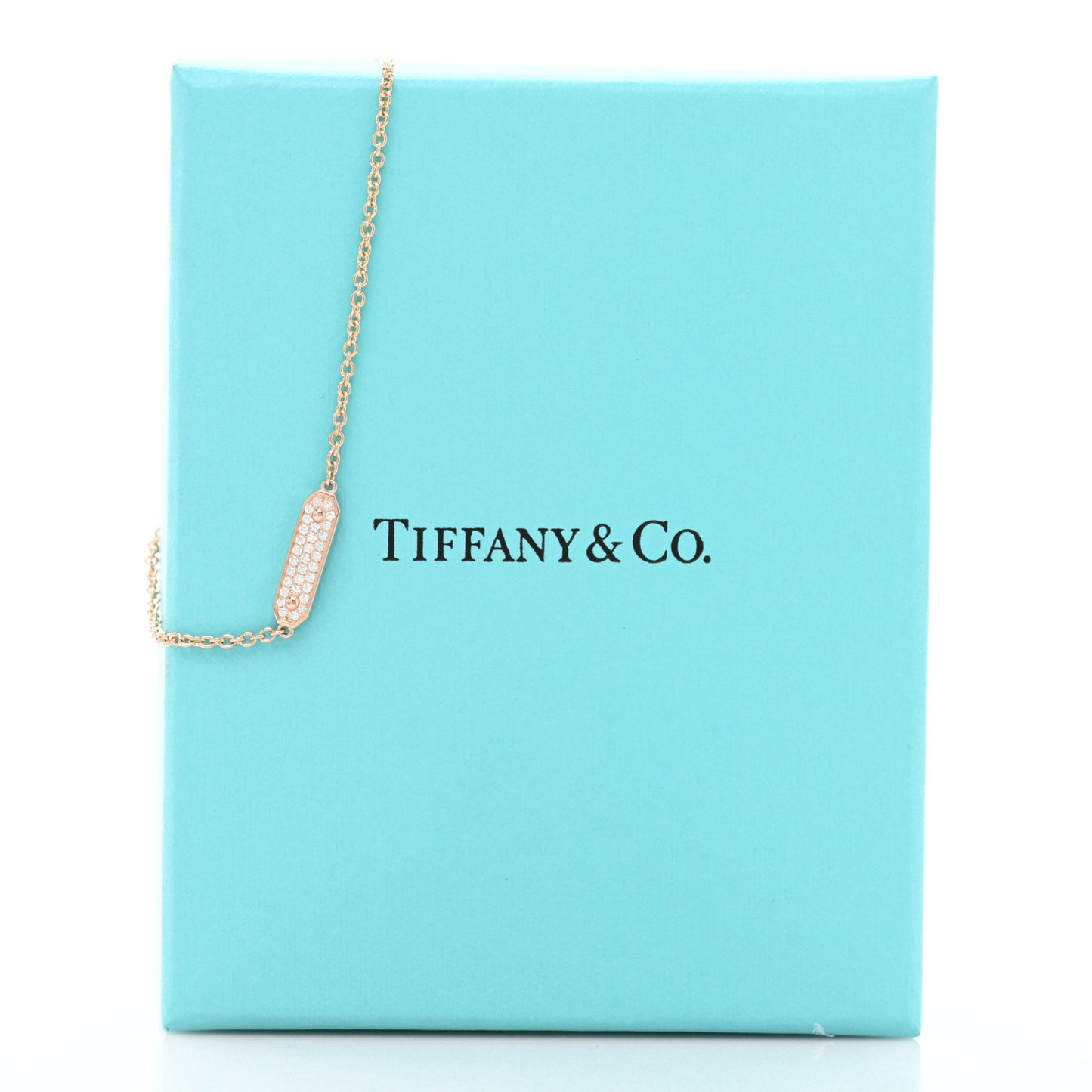 18K Rose Gold Diamond Tag Chain Bracelet