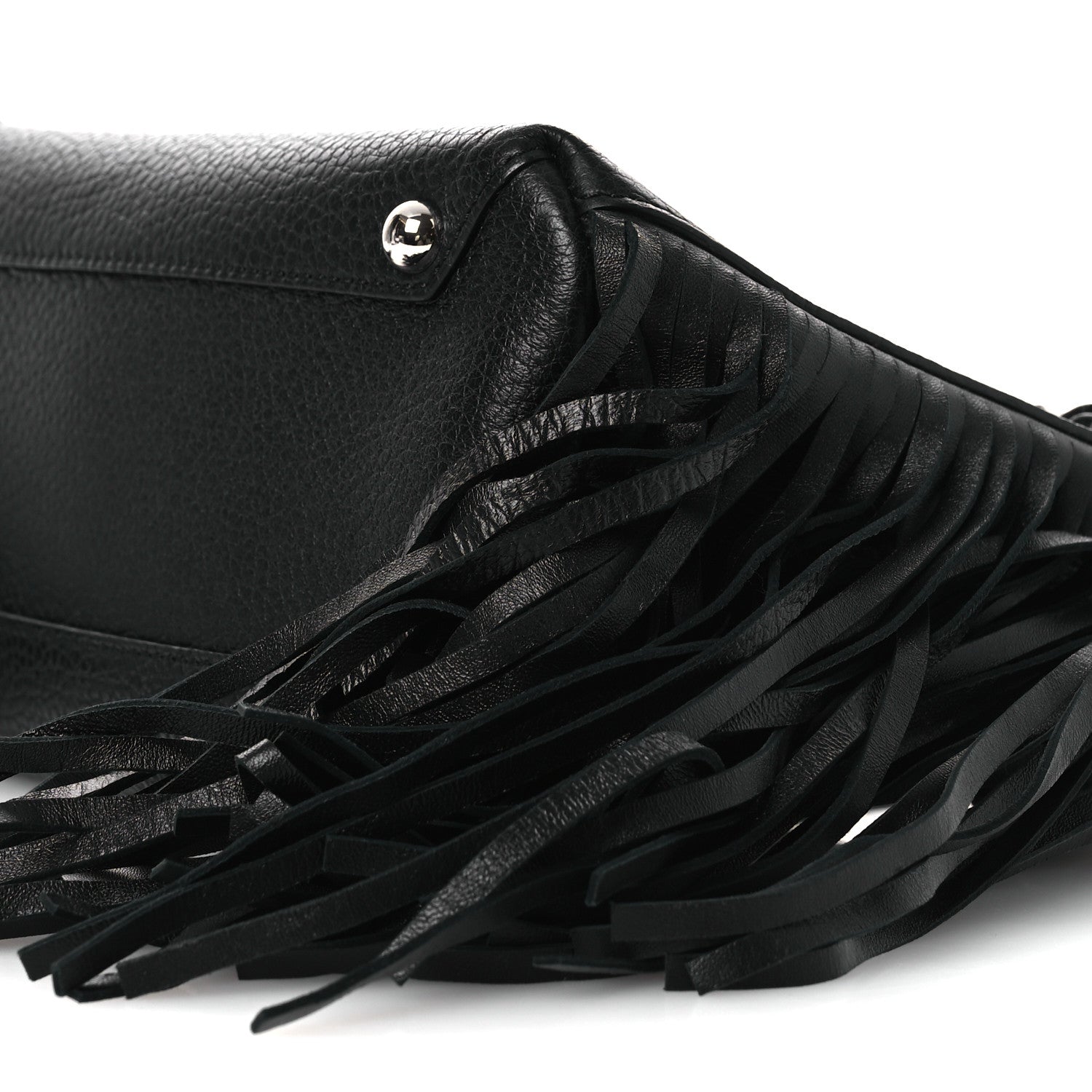 Burberry Grainy Calfskin Studded Fringe Baby Banner Tote Black 10 of 11