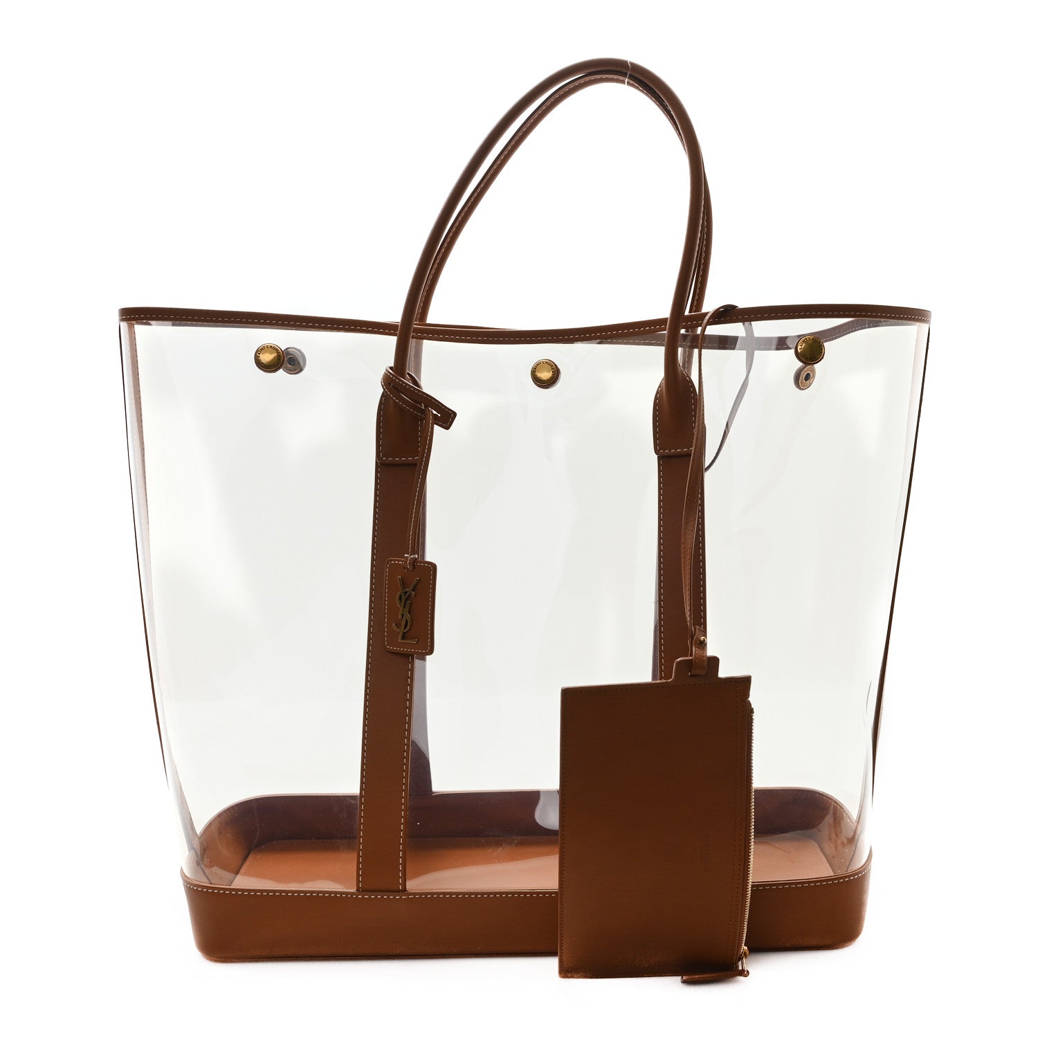 Saint Laurent Calfskin Vinyl Cabas Tote Brown 2 of 11