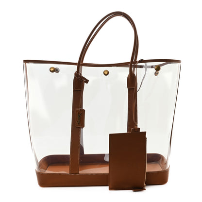 Saint Laurent Calfskin Vinyl Cabas Tote Brown 2 of 11