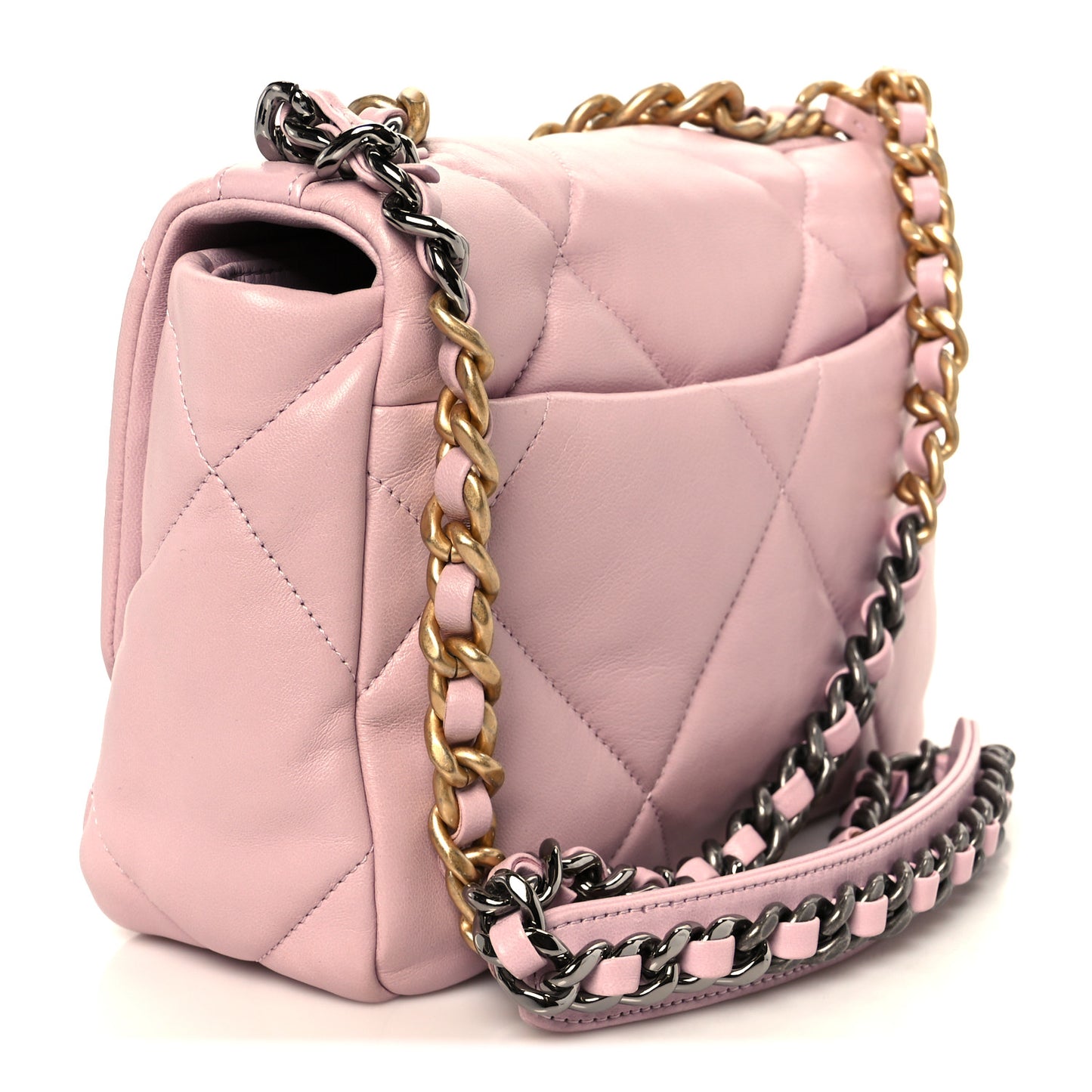 Lambskin Quilted Medium Chanel 19 Flap Light Pink