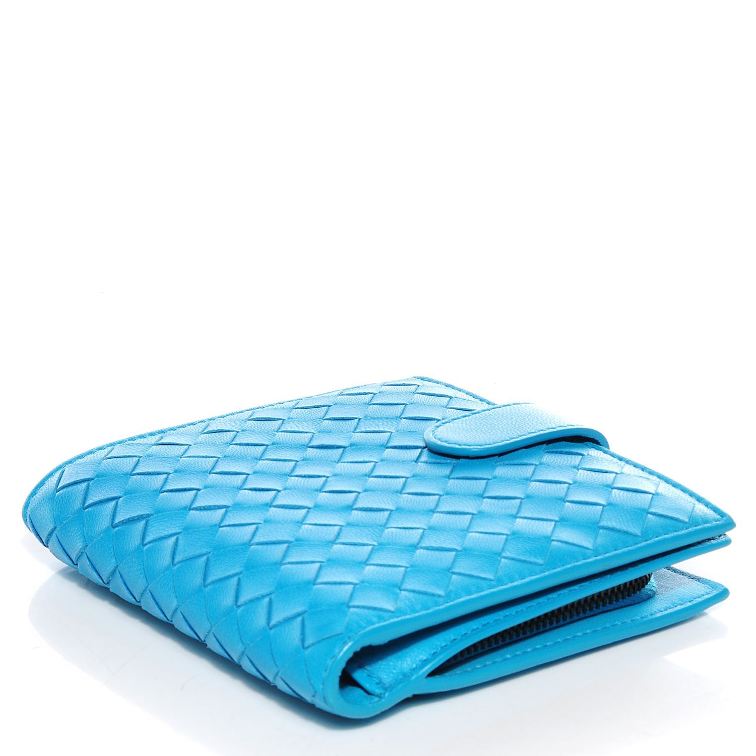 Bottega Veneta Nappa Intrecciato French Compact Wallet Turquoise 4 of 8