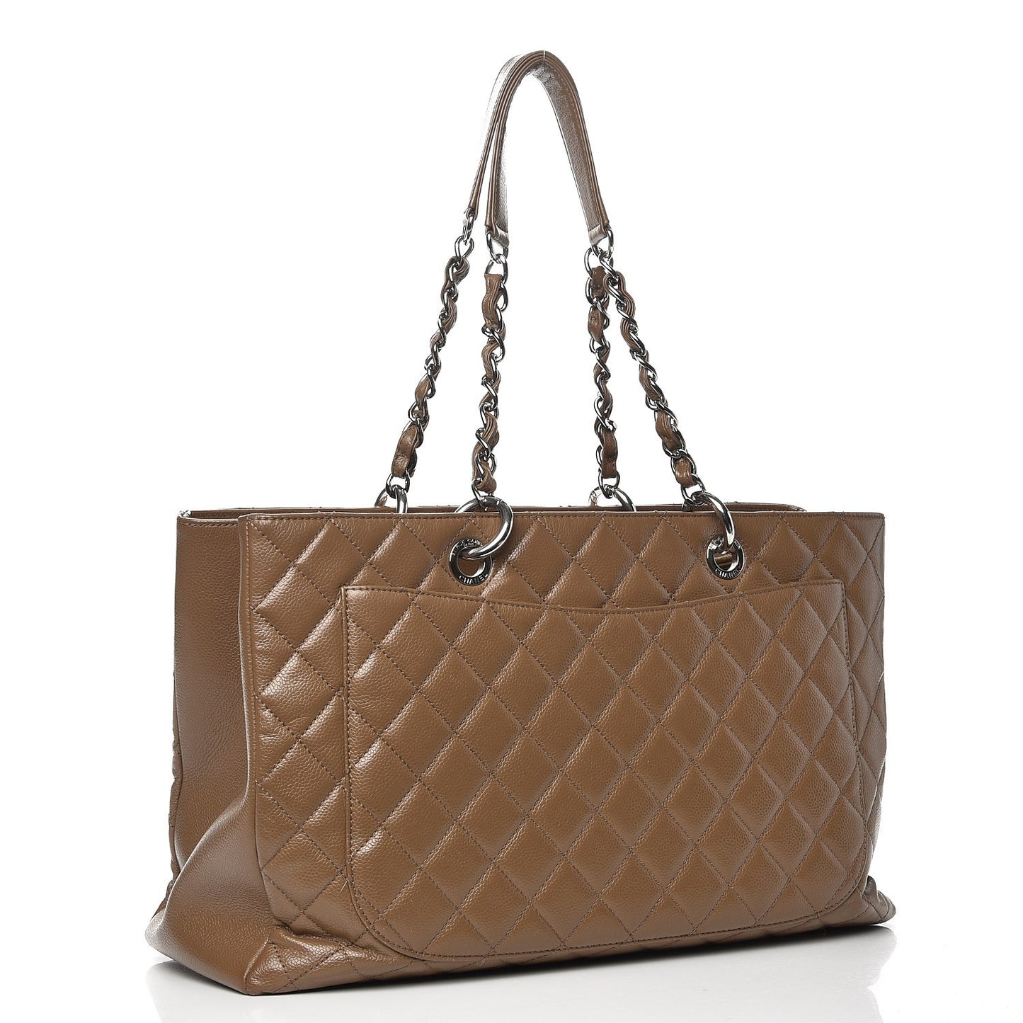 Caviar Quilted XL Grand Shopping Tote GST Dark Beige