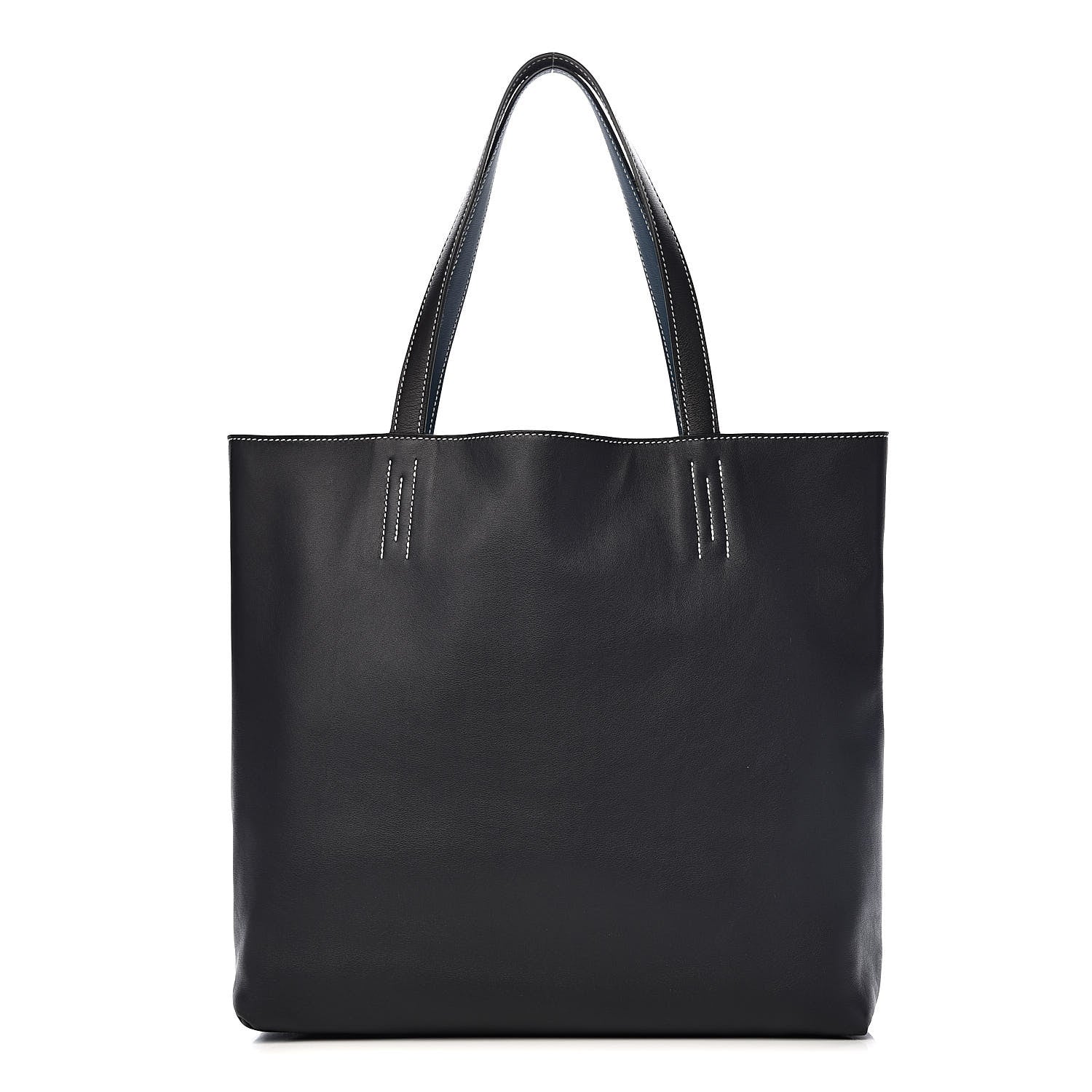 Hermes Veau Sikkim Double Sens 36 Reversible Tote Graphite Black Bleu Thalassa 6 of 19