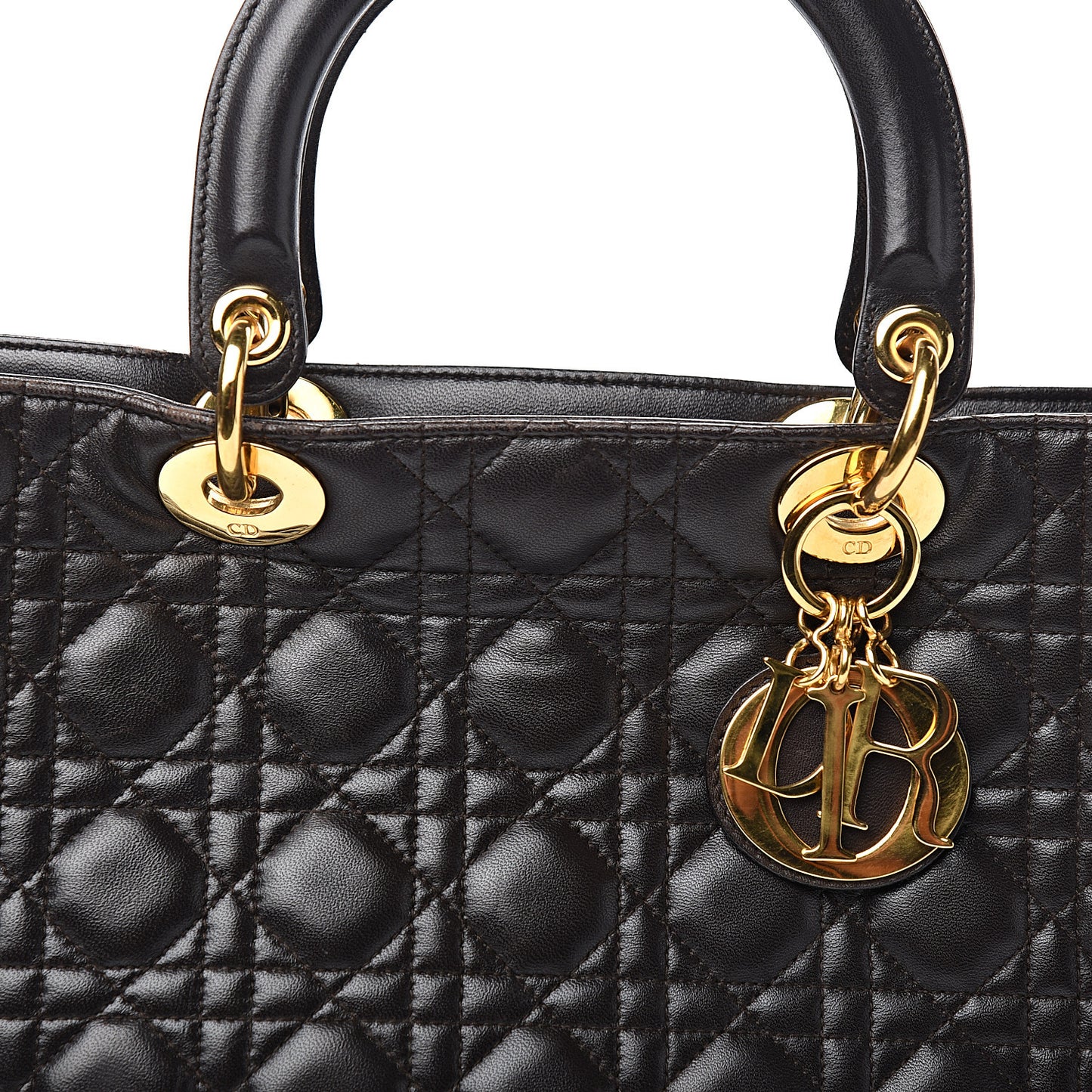 Lambskin Cannage Large Lady Dior Dark Brown