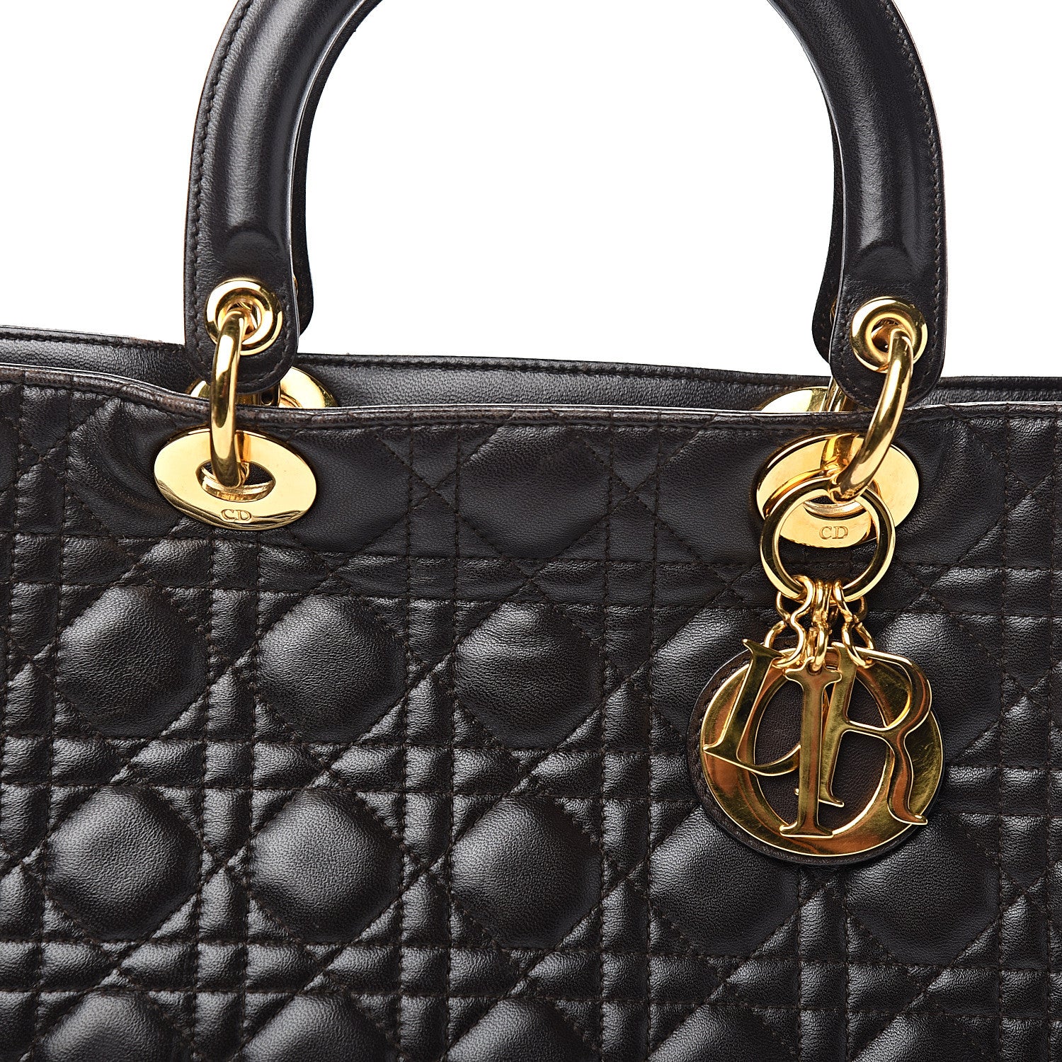Christian Dior Lambskin Cannage Large Lady Dior Dark Brown 12 of 13