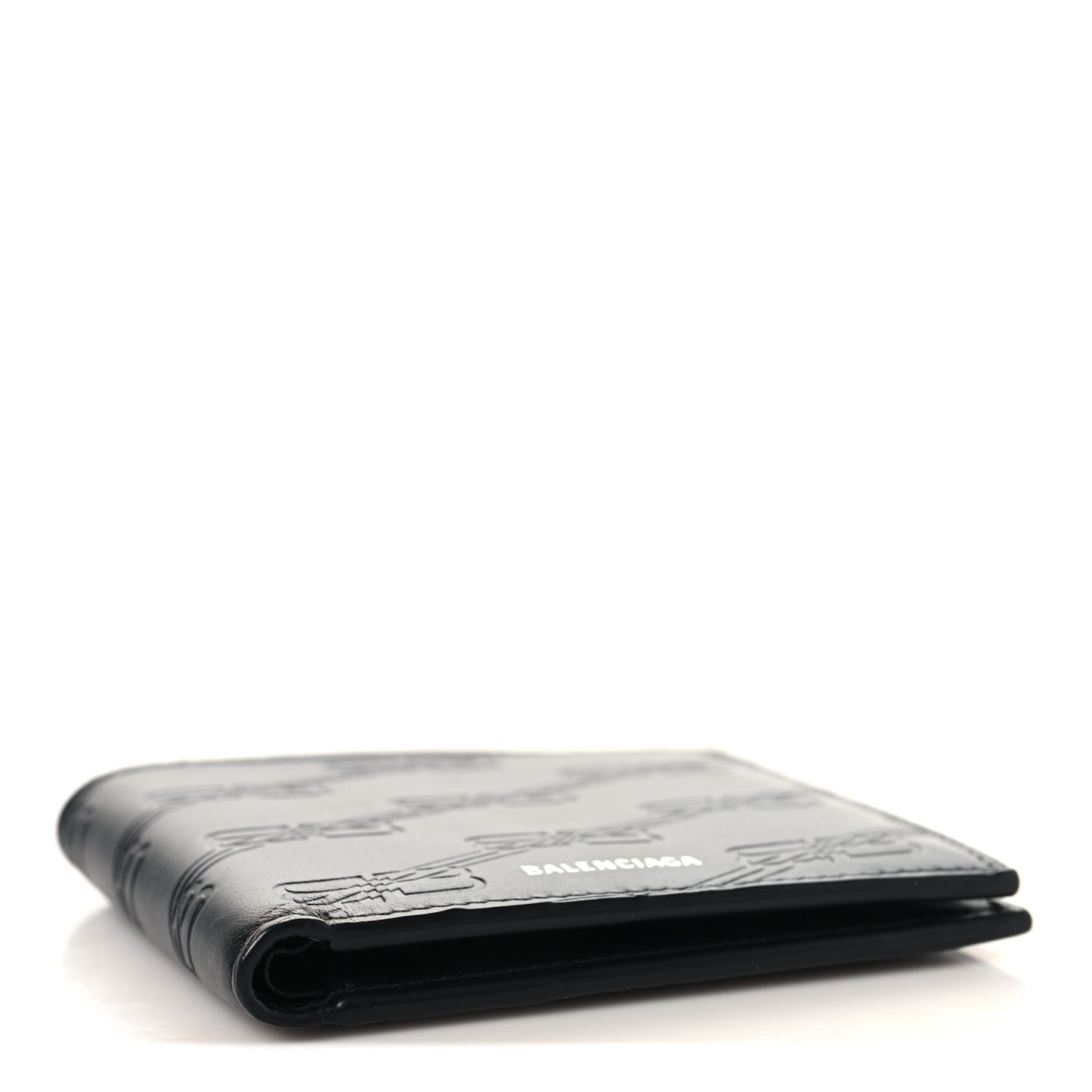 Calfskin BB Monogram Embossed Bi-Fold Wallet Black White