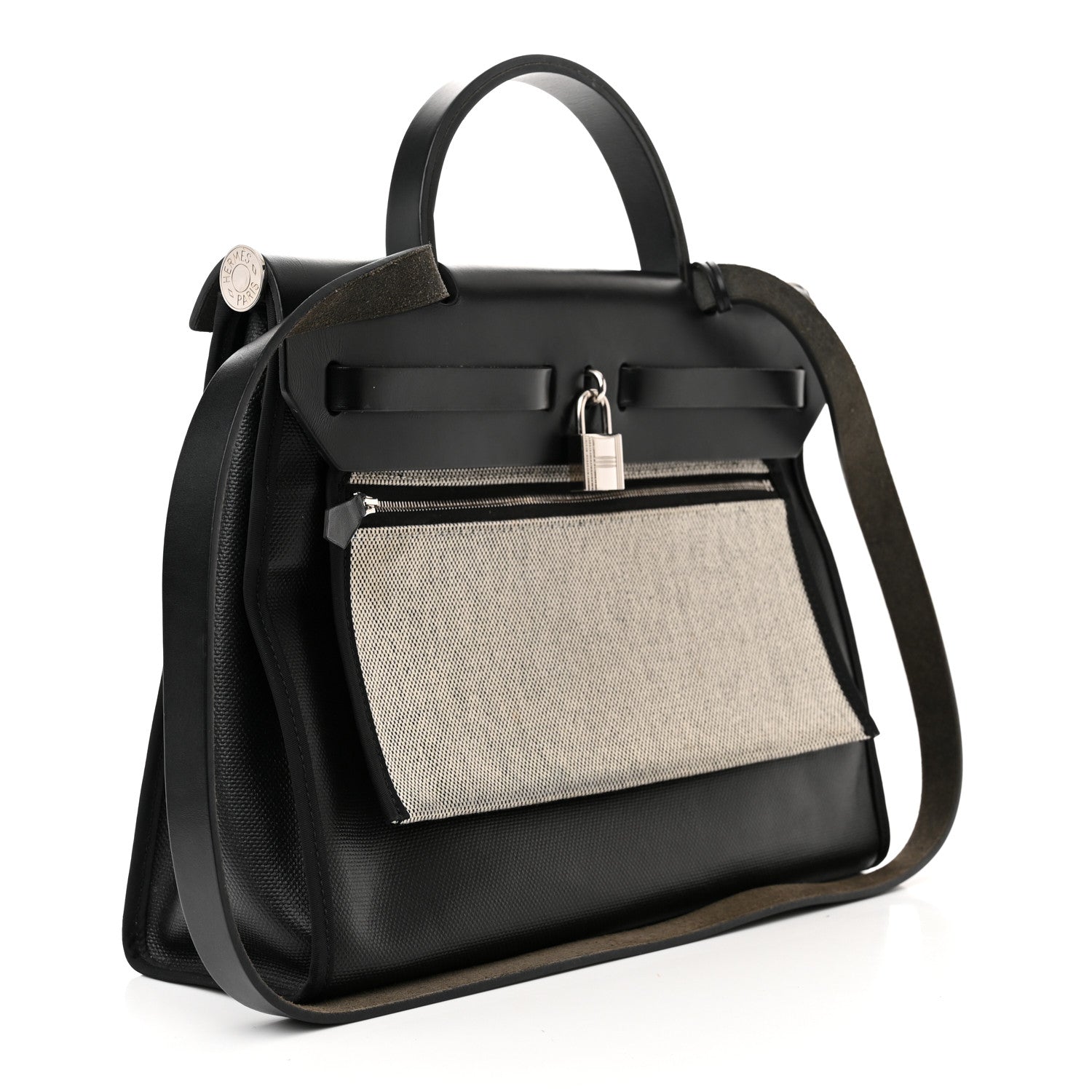 Hermes Toile H Berline Vache Hunter Herbag Zip PM 31 Black Ecru 4 of 10