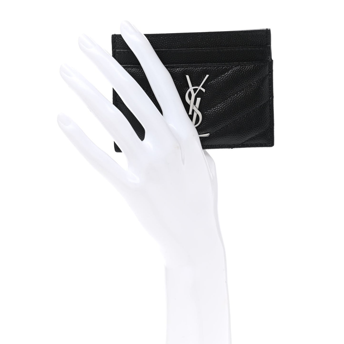 Grain De Poudre Matelasse Chevron Monogram Credit Card Case Black