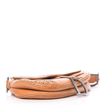 Christian Dior Lambskin Laser Cut Saddle Bag Tan 4 of 8