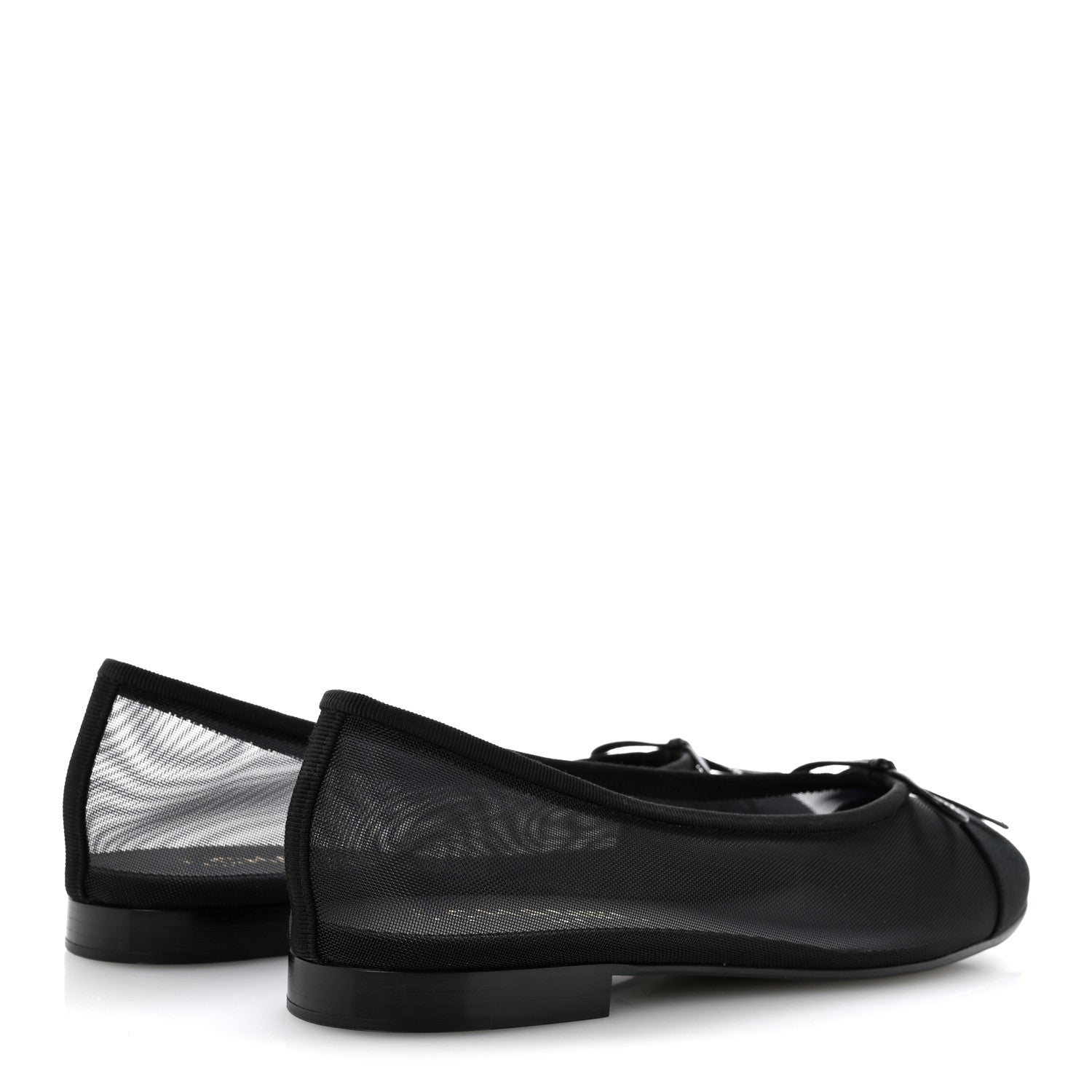 Chanel Mesh Grosgrain CC Cap Toe Ballerina Flats 38.5 Black 5 of 10