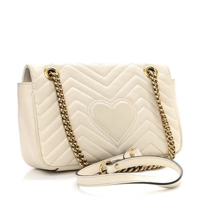 Gucci Calfskin Matelasse Small GG Marmont Shoulder Bag White 3 of 12