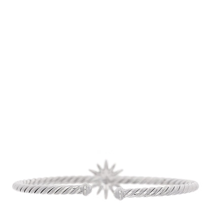 David Yurman Sterling Silver Diamond Starburst Cuff Bracelet 2 of 3