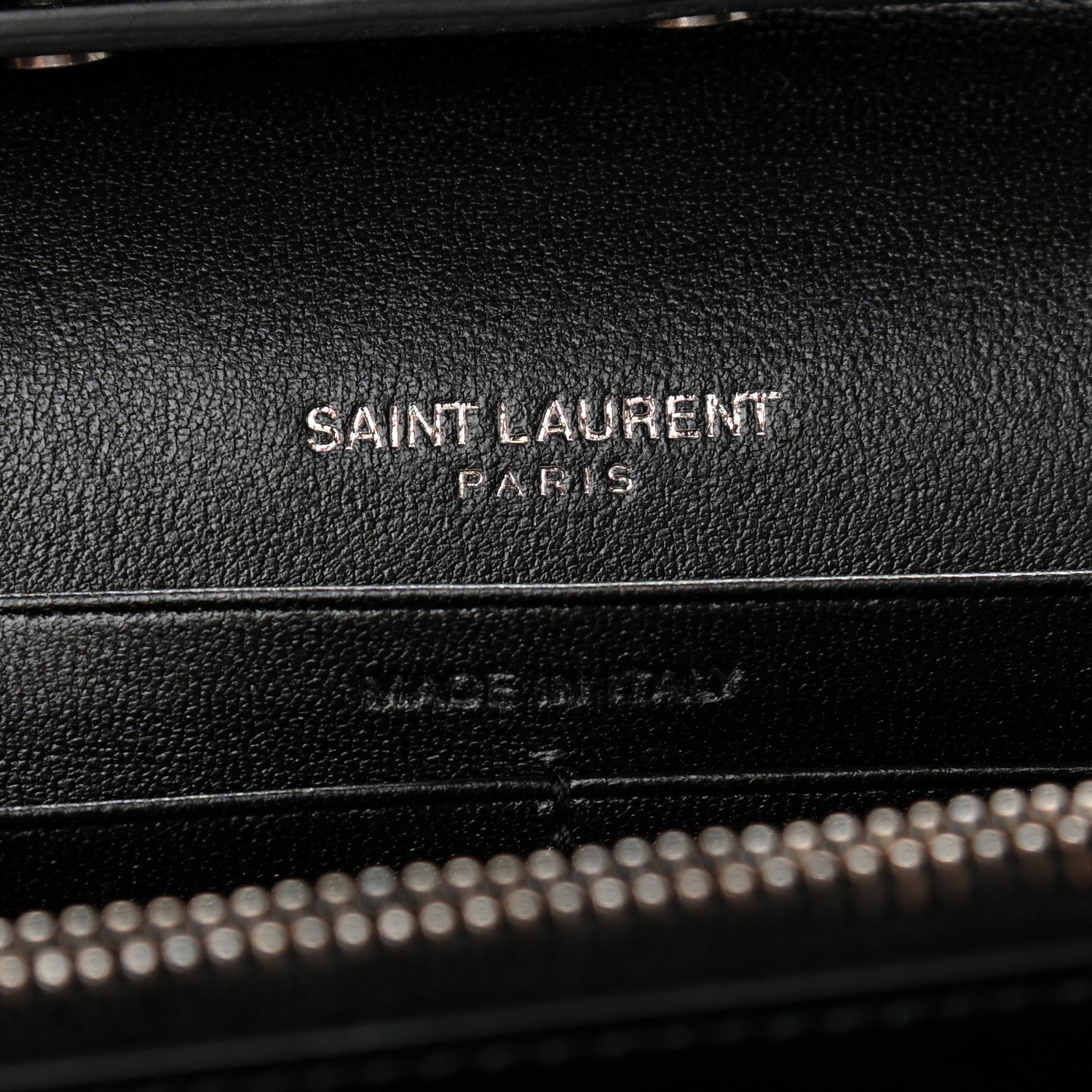 Saint Laurent Calfskin Polka Dot Floral Print Monogram Chain Wallet Black 5 of 9