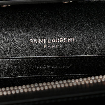 Saint Laurent Calfskin Polka Dot Floral Print Monogram Chain Wallet Black 5 of 9