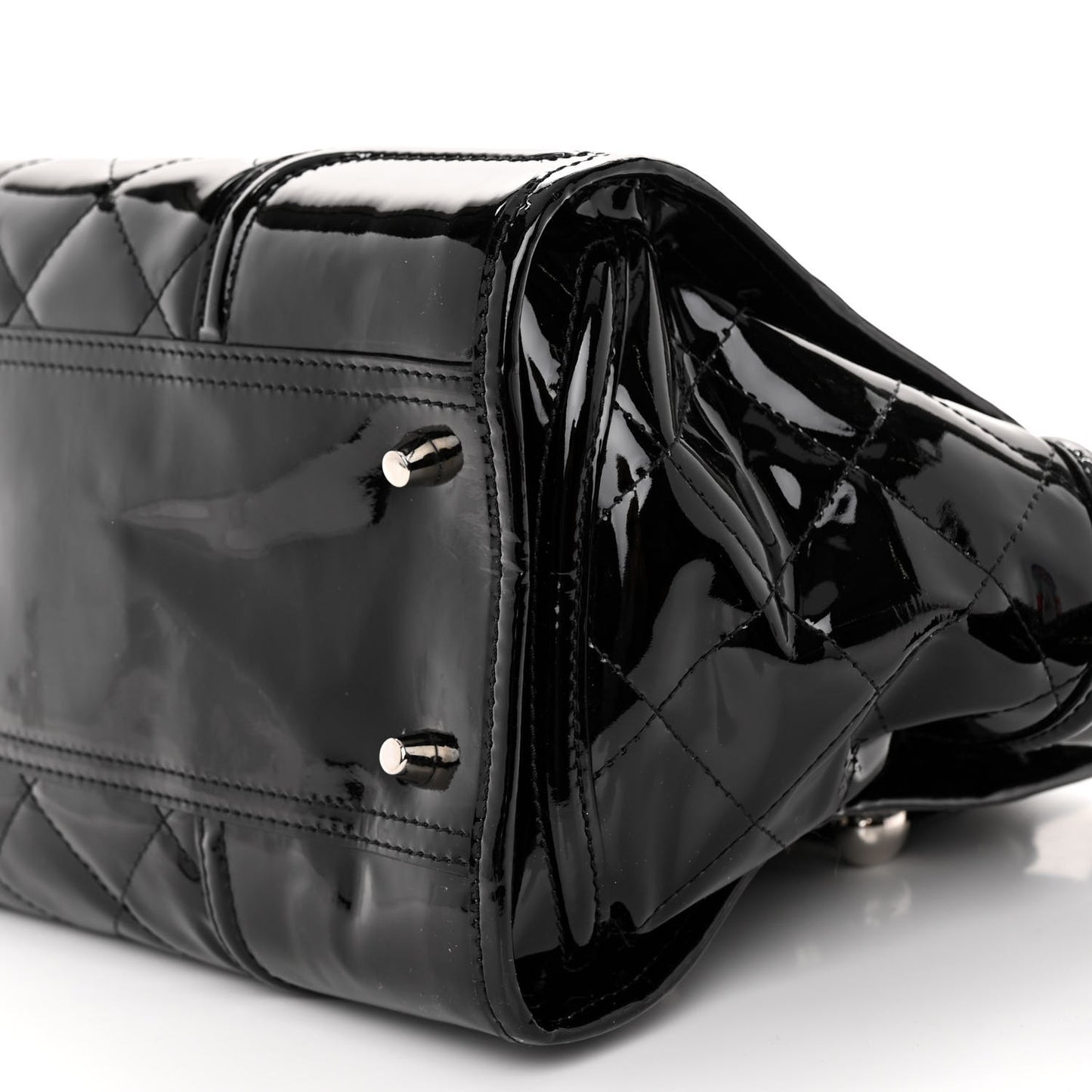 Patent Quilted Large Manor Tote Black