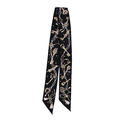 Hermes Silk Les Cles A Pois Twilly Black Beige Rose Multicolor 2 of 4