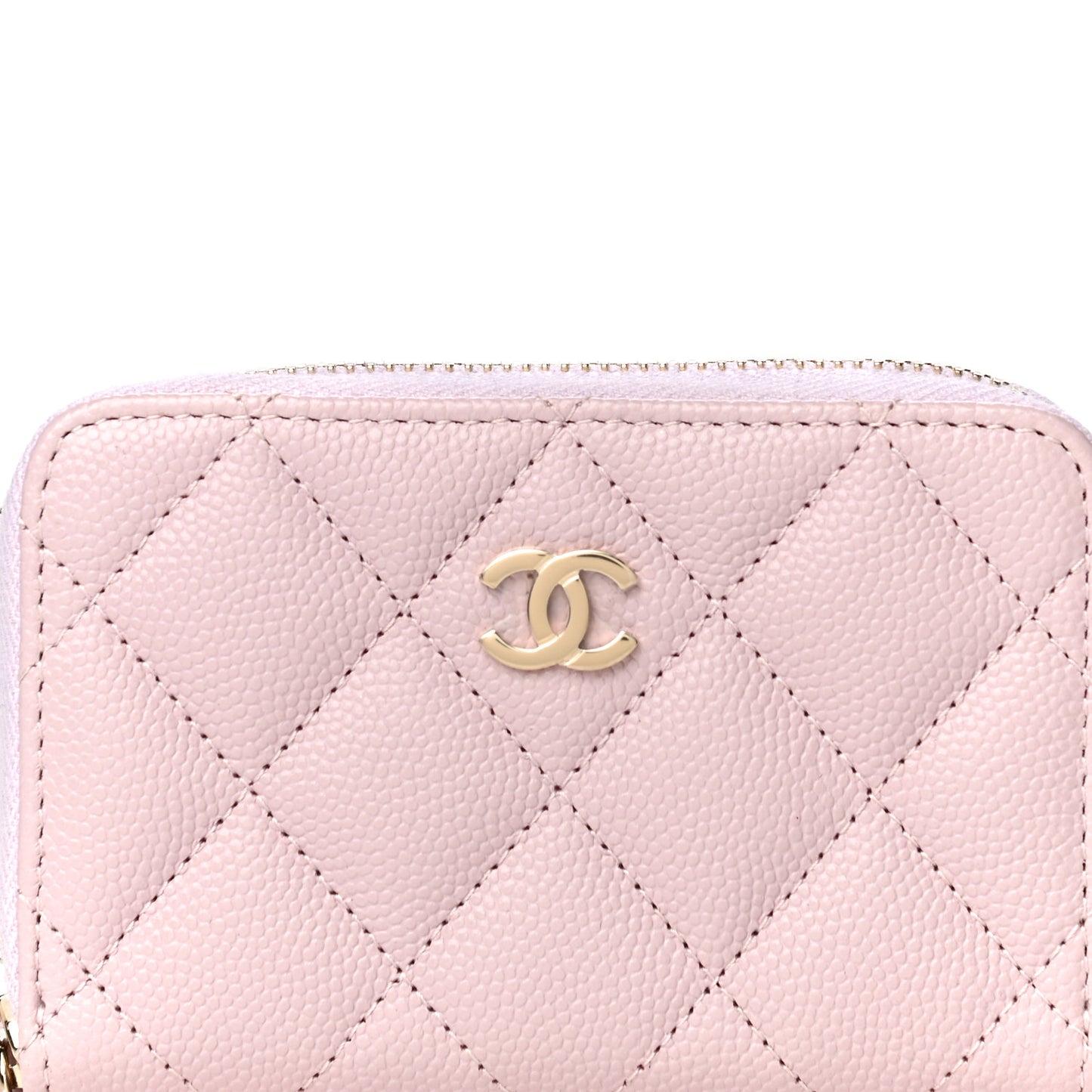 Caviar Quilted Zip Coin Purse Light Pink