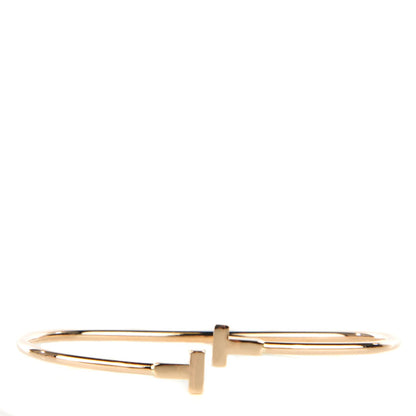 Tiffany 18K Rose Gold Narrow T Wire Bracelet 1 of 5