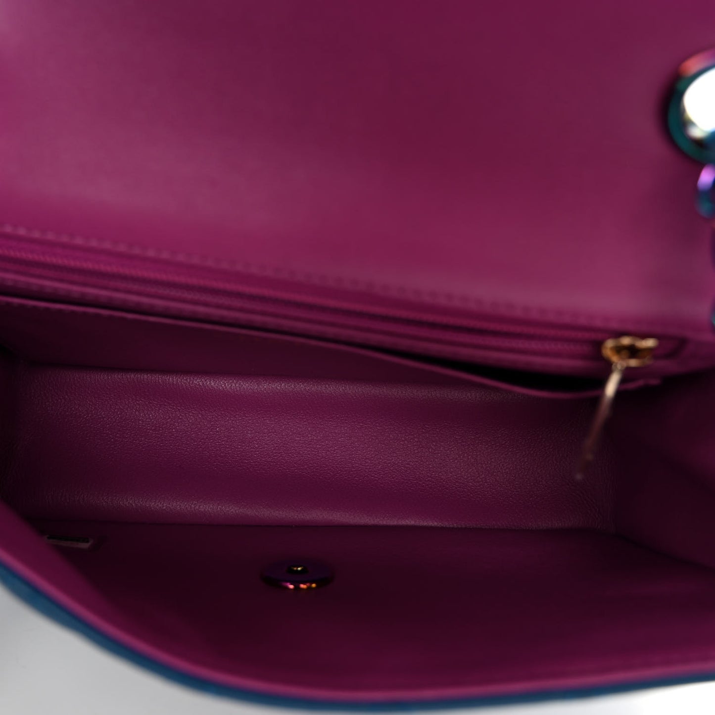 Lambskin Quilted Mini Rectangular Flap Blue Purple