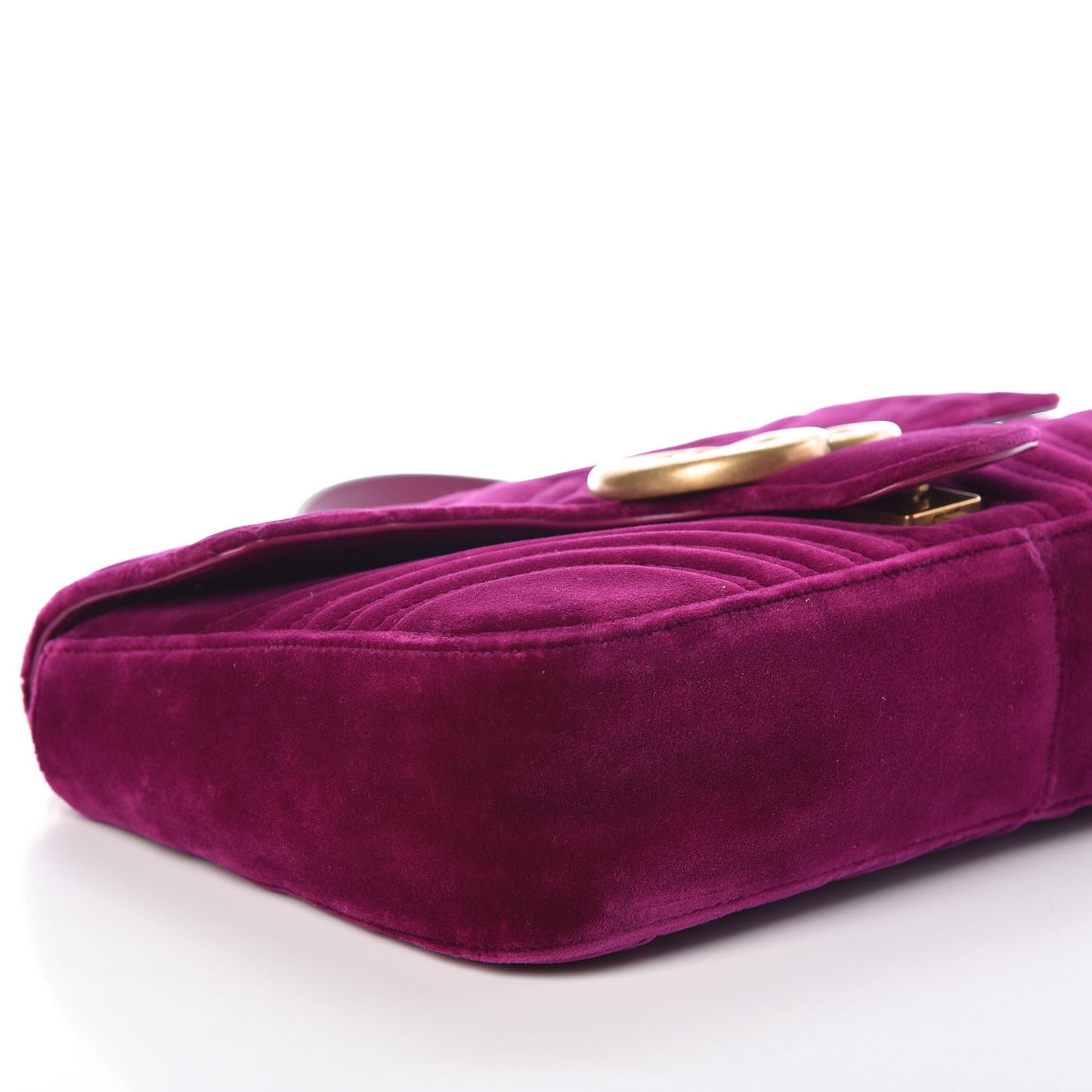 Velvet Matelasse Medium GG Marmont Shoulder Bag Fuchsia Violet Cyclamen