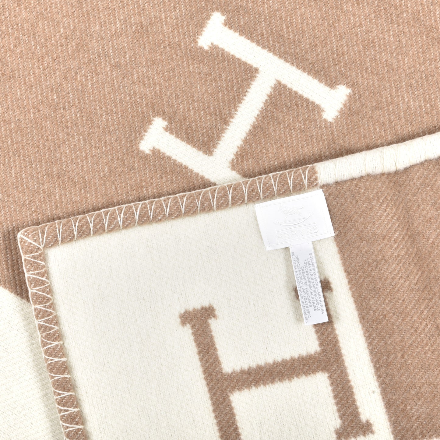 Wool Cashmere Avalon Baby Blanket Noisette Moyen White