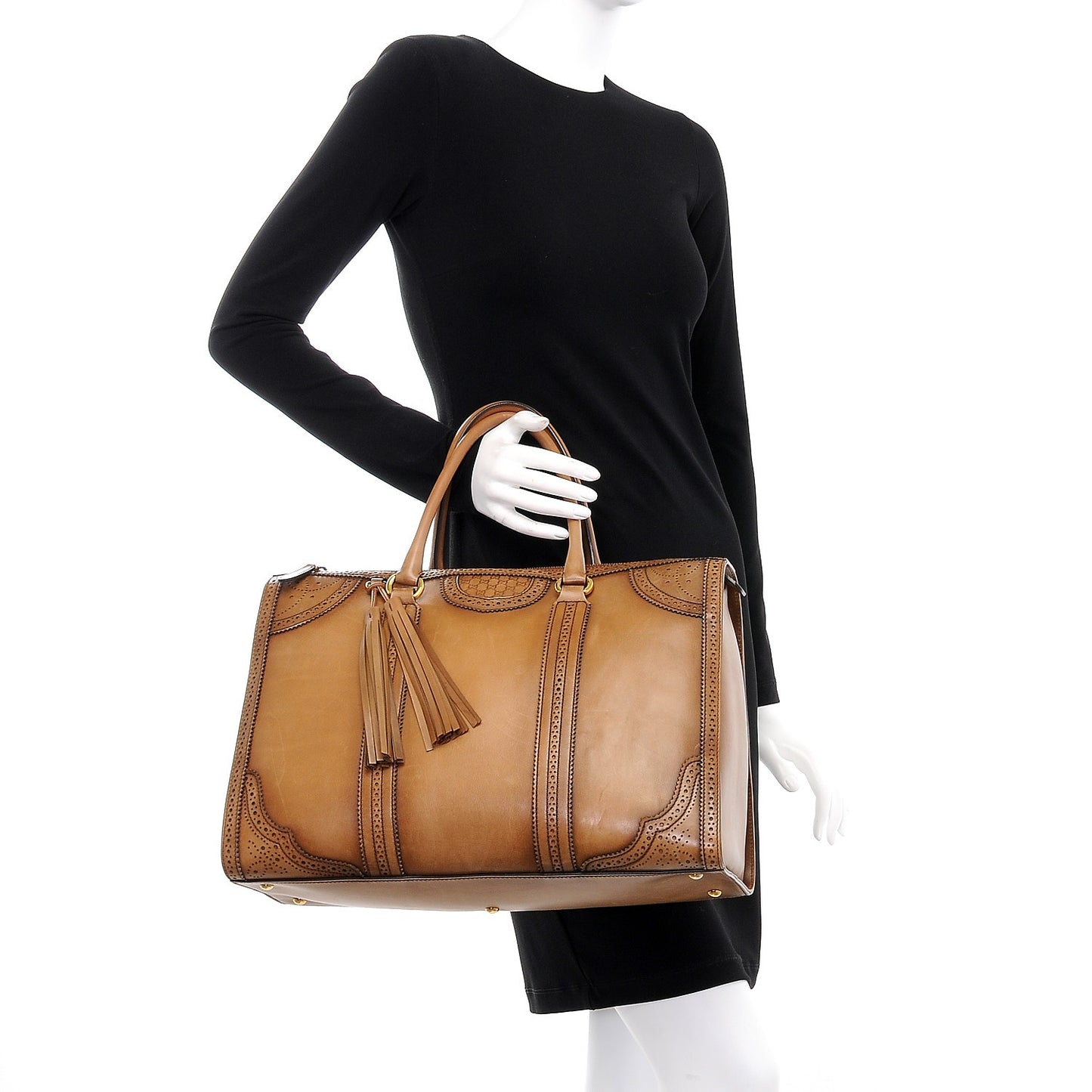 Calfskin Duilio Brogue Tote Honey