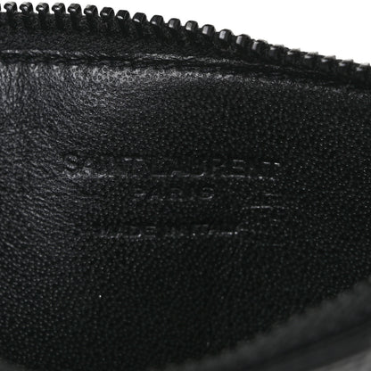 Saint Laurent Calfskin 5 Fragments Zip Pouch Card Holder Black Blue 6 of 10