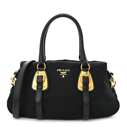 Prada Tessuto Nylon Soft Calfskin Shopping Satchel Black 1 of 13