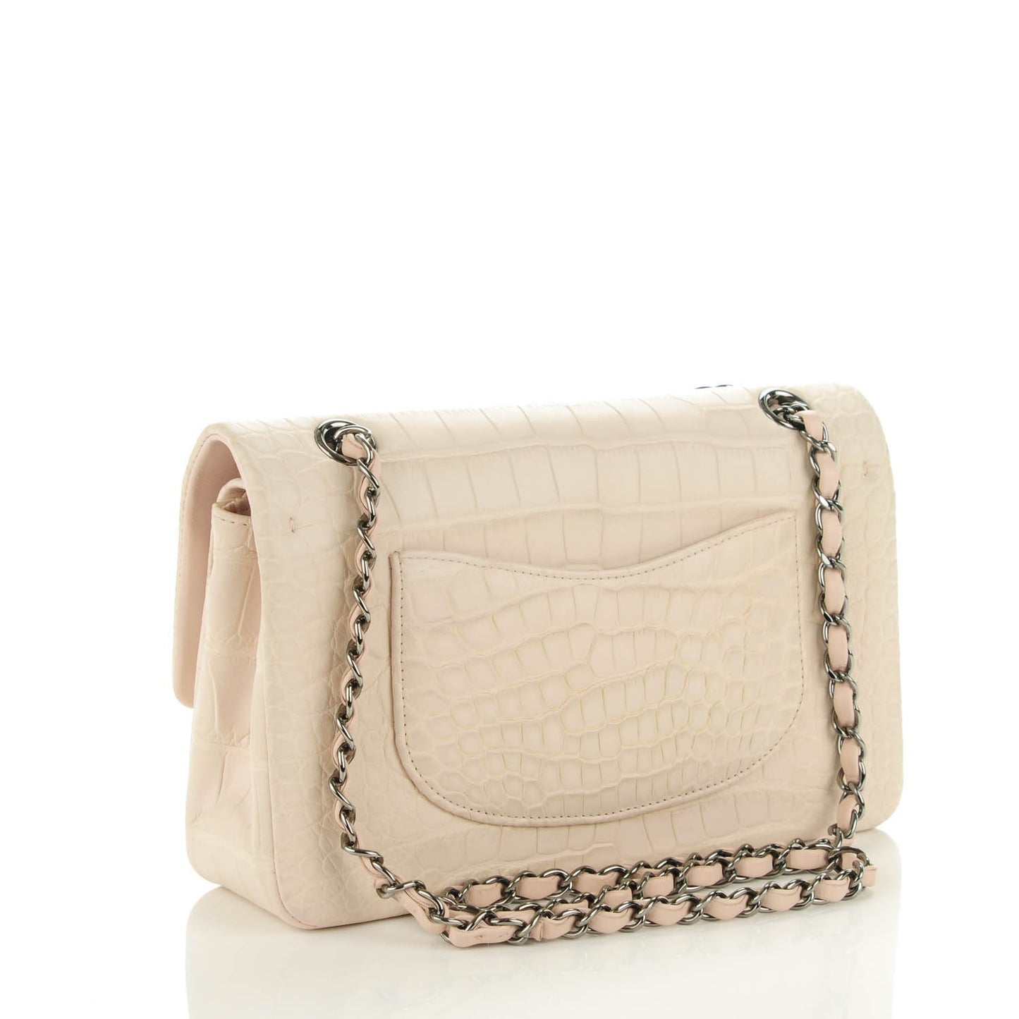 Matte Alligator Medium Double Flap Light Pink