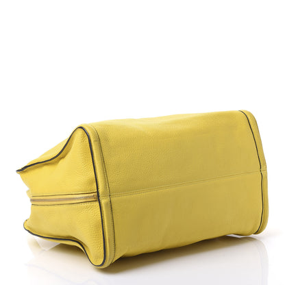 Alexander McQueen Pebbled Calfskin Large Skull Padlock Zip Around Tote Yellow 3 of 16