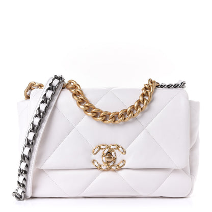 Chanel Lambskin Quilted Medium Chanel 19 Flap White 1 of 5