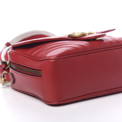 Gucci Calfskin Matelasse Sylvie Web Small GG Marmont Top Handle Shoulder Bag Hibiscus Red 8 of 10