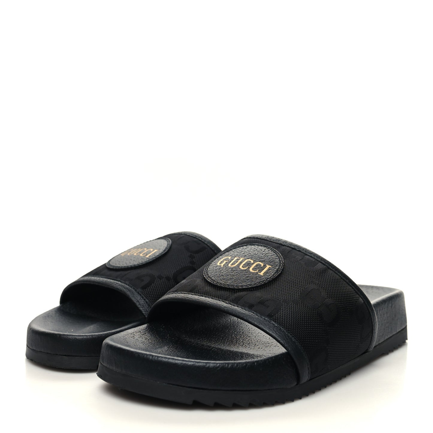Econyl Nylon Demetra GG Monogram Mens Off the Grid Slide Sandals 5 Black