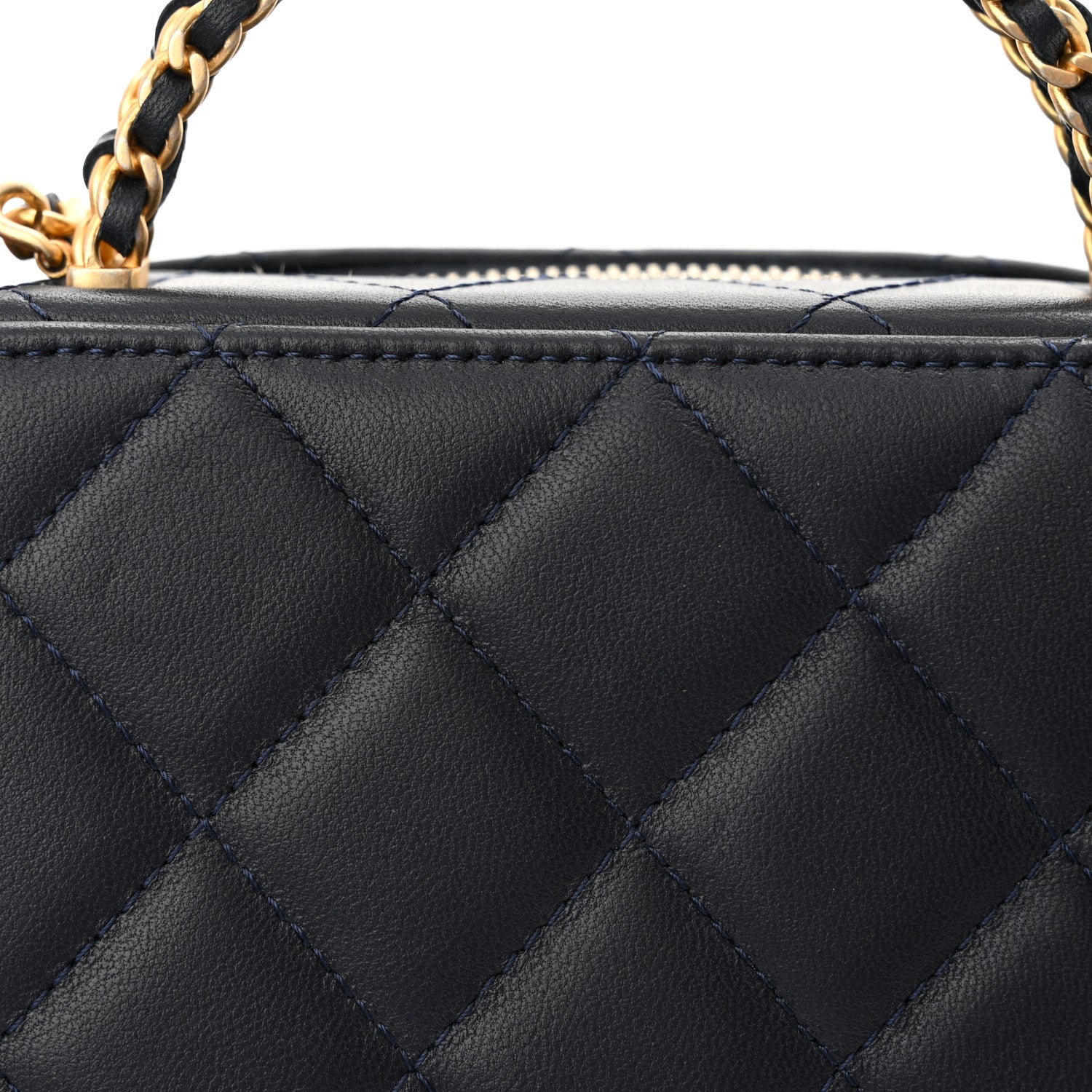 Chanel Lambskin Quilted Chain Top Handle Vanity Case Blue 11 of 12