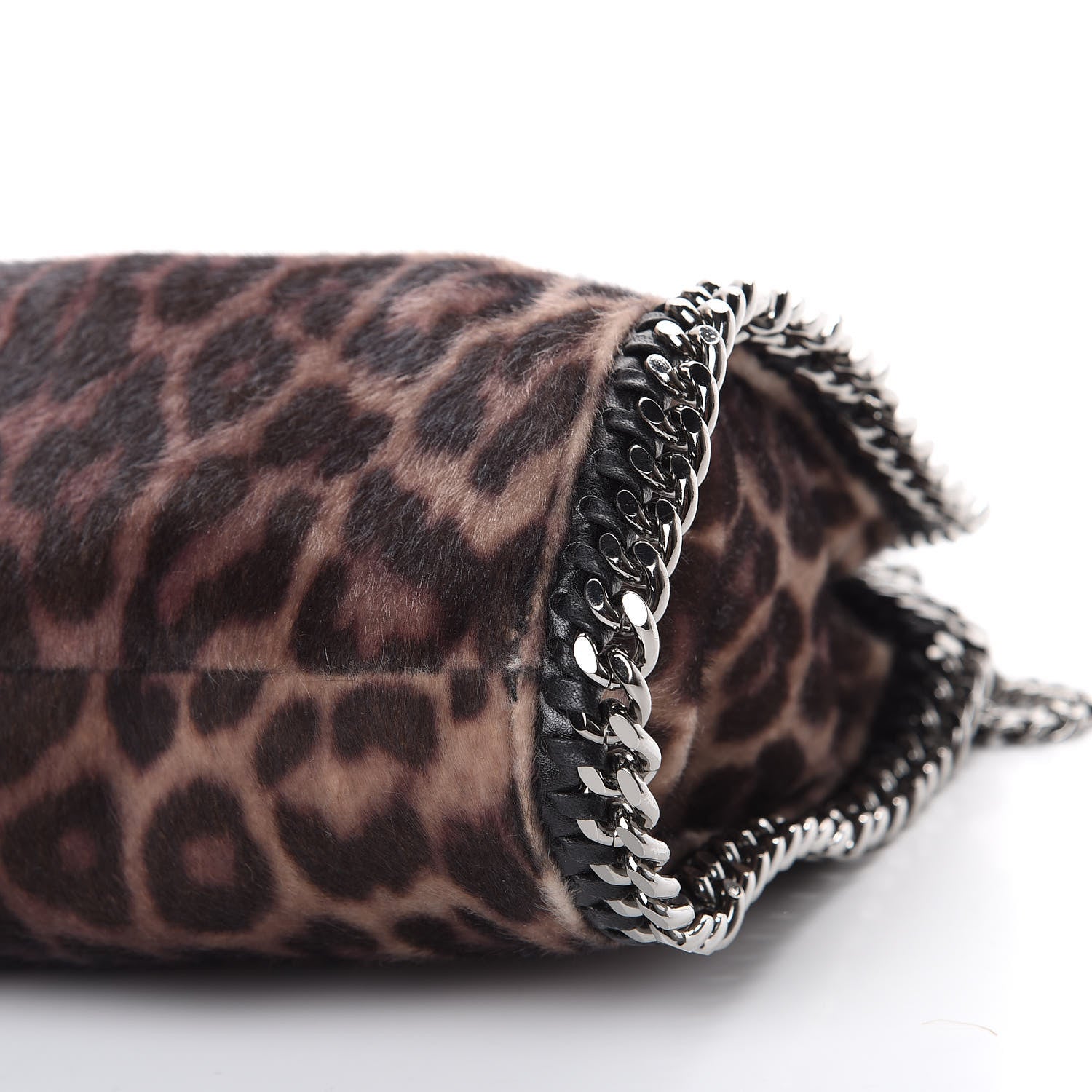 Stella McCartney Faux Calf Hair Leopard Print Mini Falabella Fold Over Tote Black 9 of 9