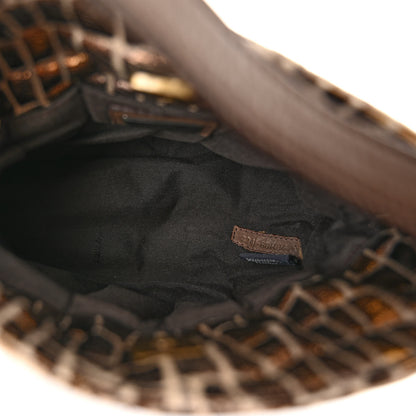 Fendi Metallic Canvas Croc Effect Mini Chef Hobo 5 of 9