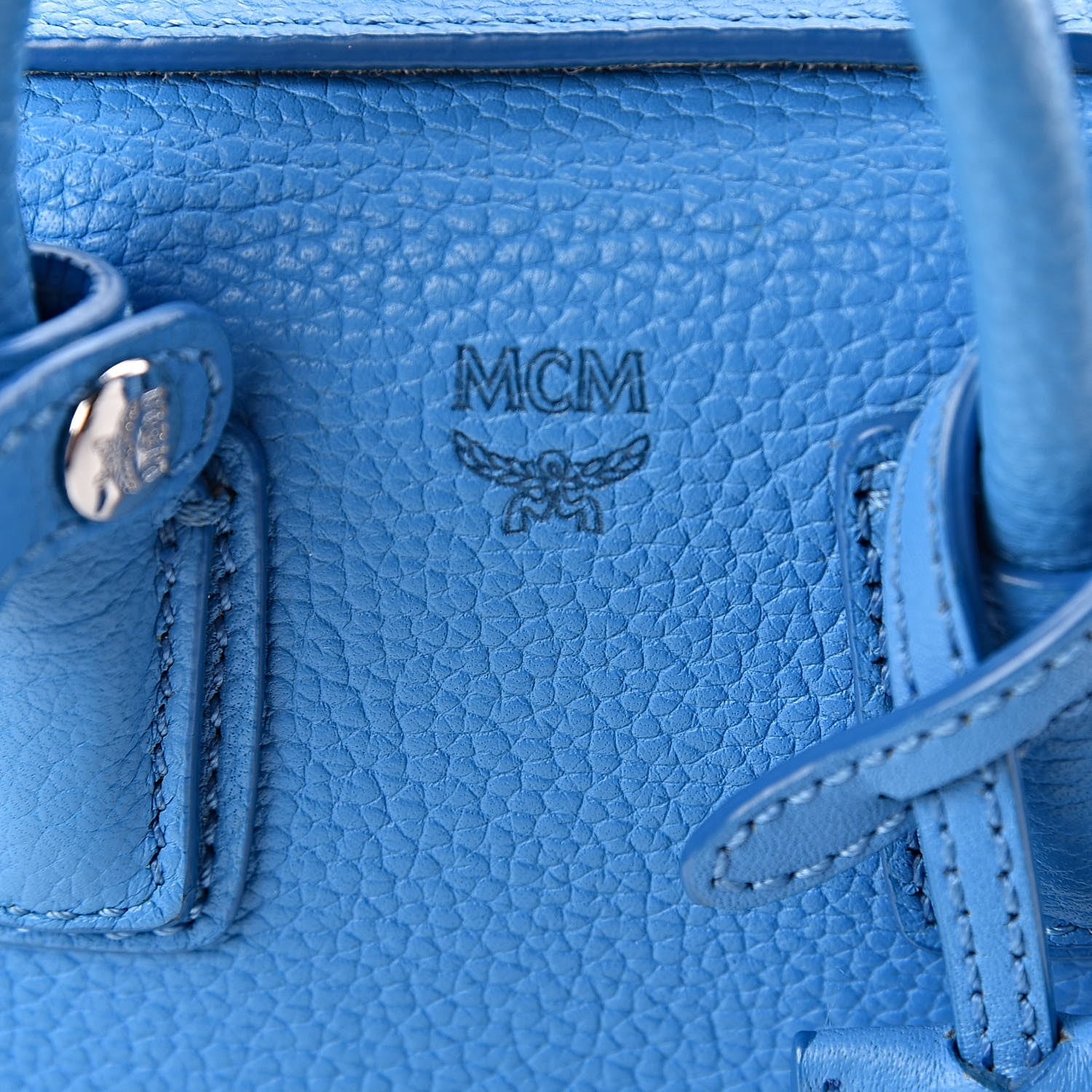 MCM Grained Calfskin X-Mini Milla Tote Tile Blue 6 of 12