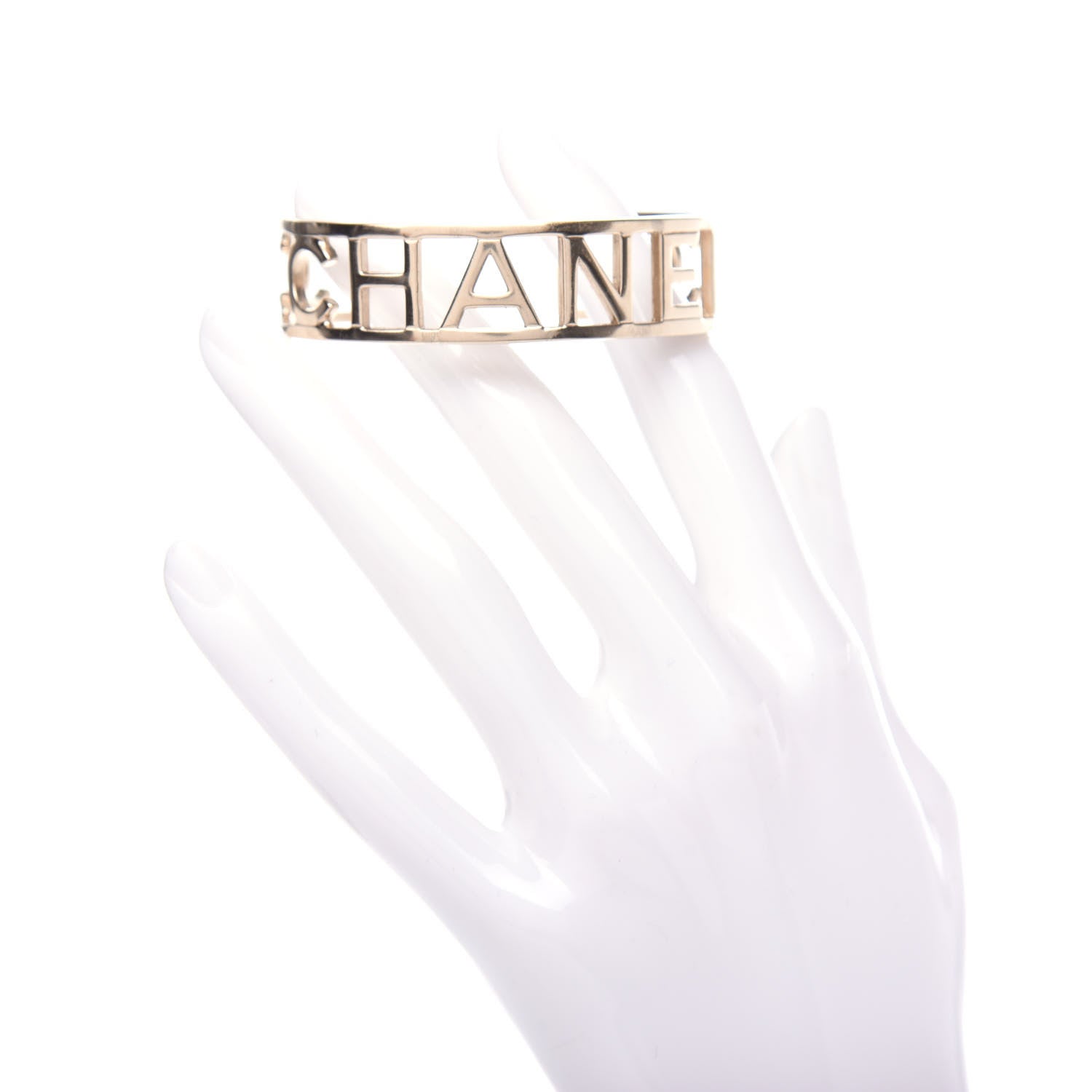 Chanel Metal Logo Cuff Gold 2 of 4