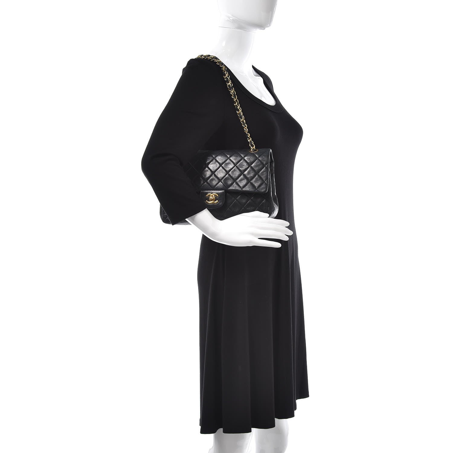 Chanel Lambskin Quilted Medium Double Flap Black 11 of 18