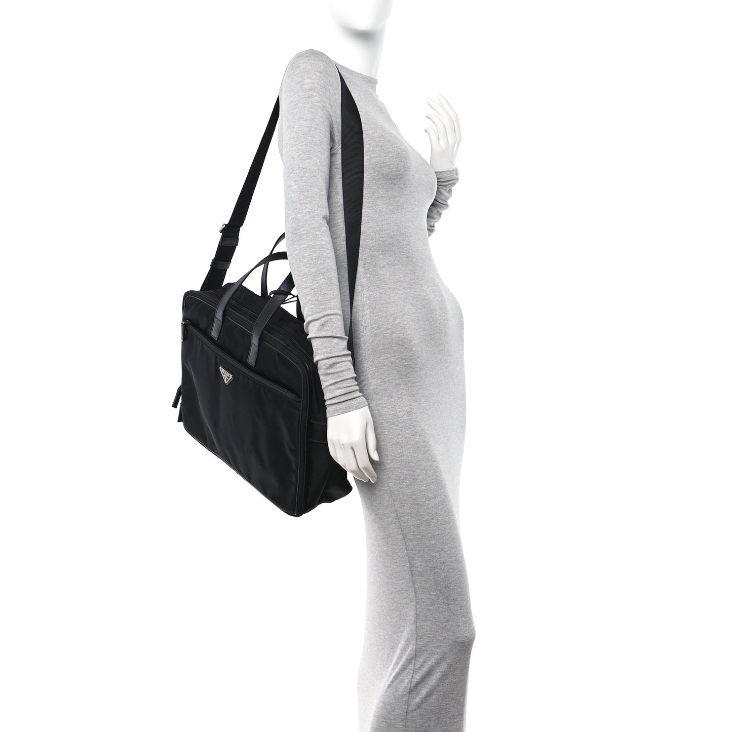 Tessuto Nylon Saffiano Briefcase Black