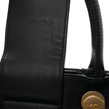 Chanel Aged Calfskin Chevron Large Coco Handle Shopping Tote Black 13 of 14