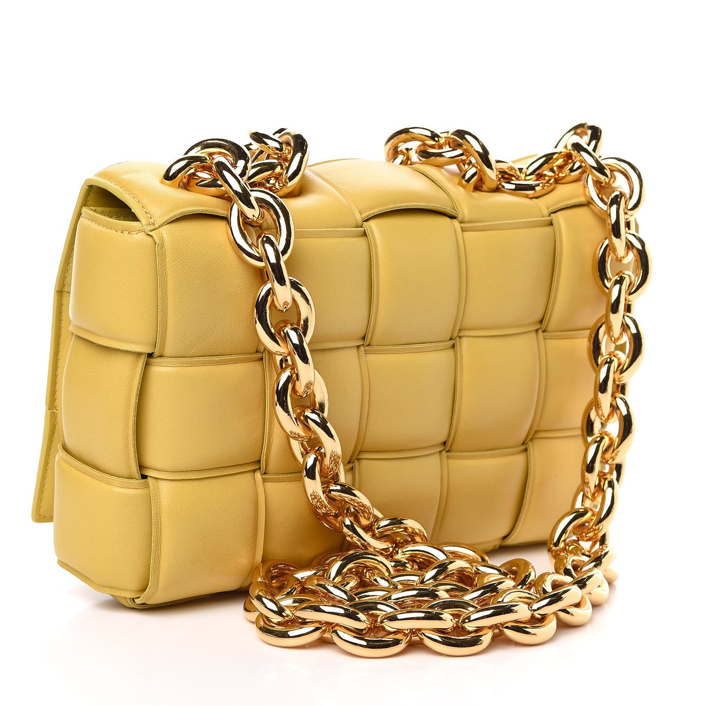 Lambskin Maxi Intreccio Padded Chain Cassette Crossbody Bag Corn