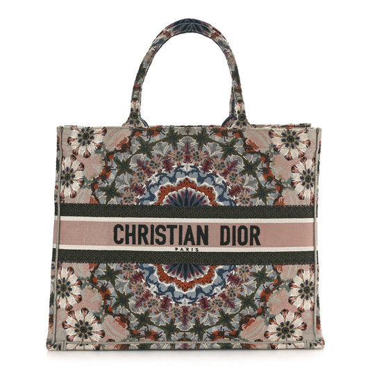 Canvas Embroidered Large Kaleidioroscopic Book Tote Multicolor
