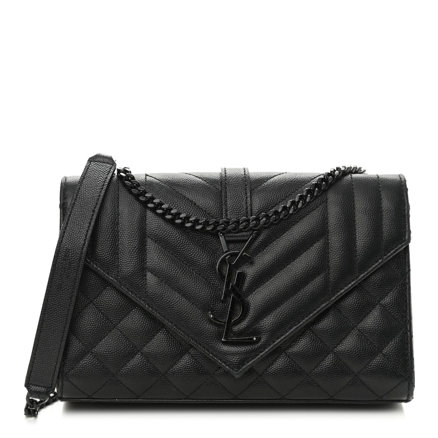 Grain De Poudre Textured Mixed Matelasse Triquilt Small Monogram Satchel Black