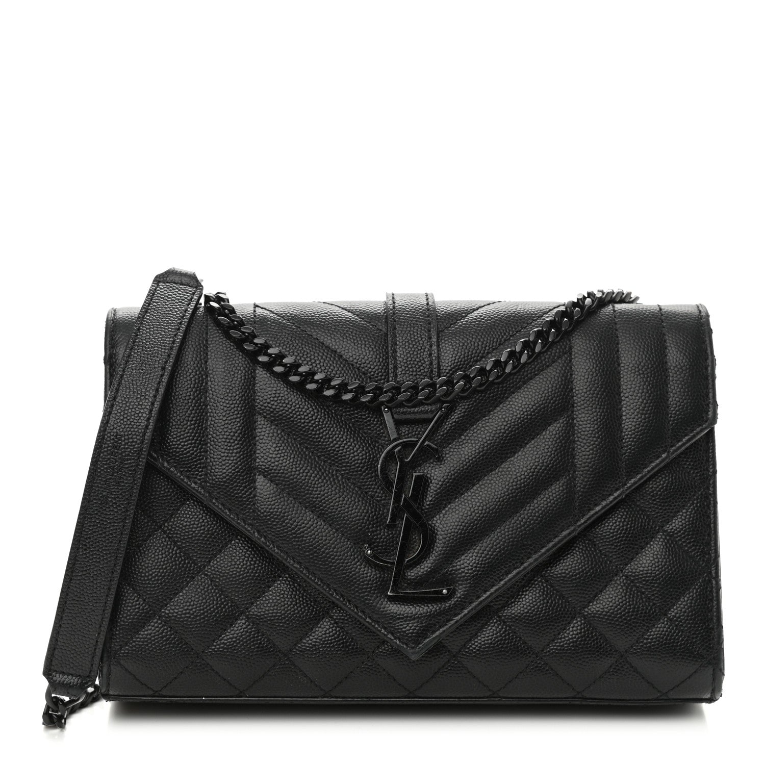 Saint Laurent Grain De Poudre Textured Mixed Matelasse Triquilt Small Monogram Satchel Black 1 of 12