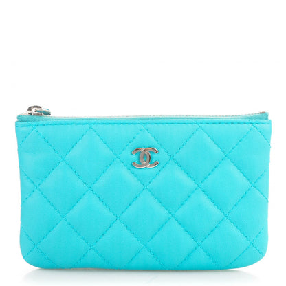 Chanel Lambskin Quilted Coin Purse Case Turquoise 1 of 6