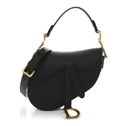 Christian Dior Grained Calfskin Mini Saddle Bag With Strap Black 1 of 11
