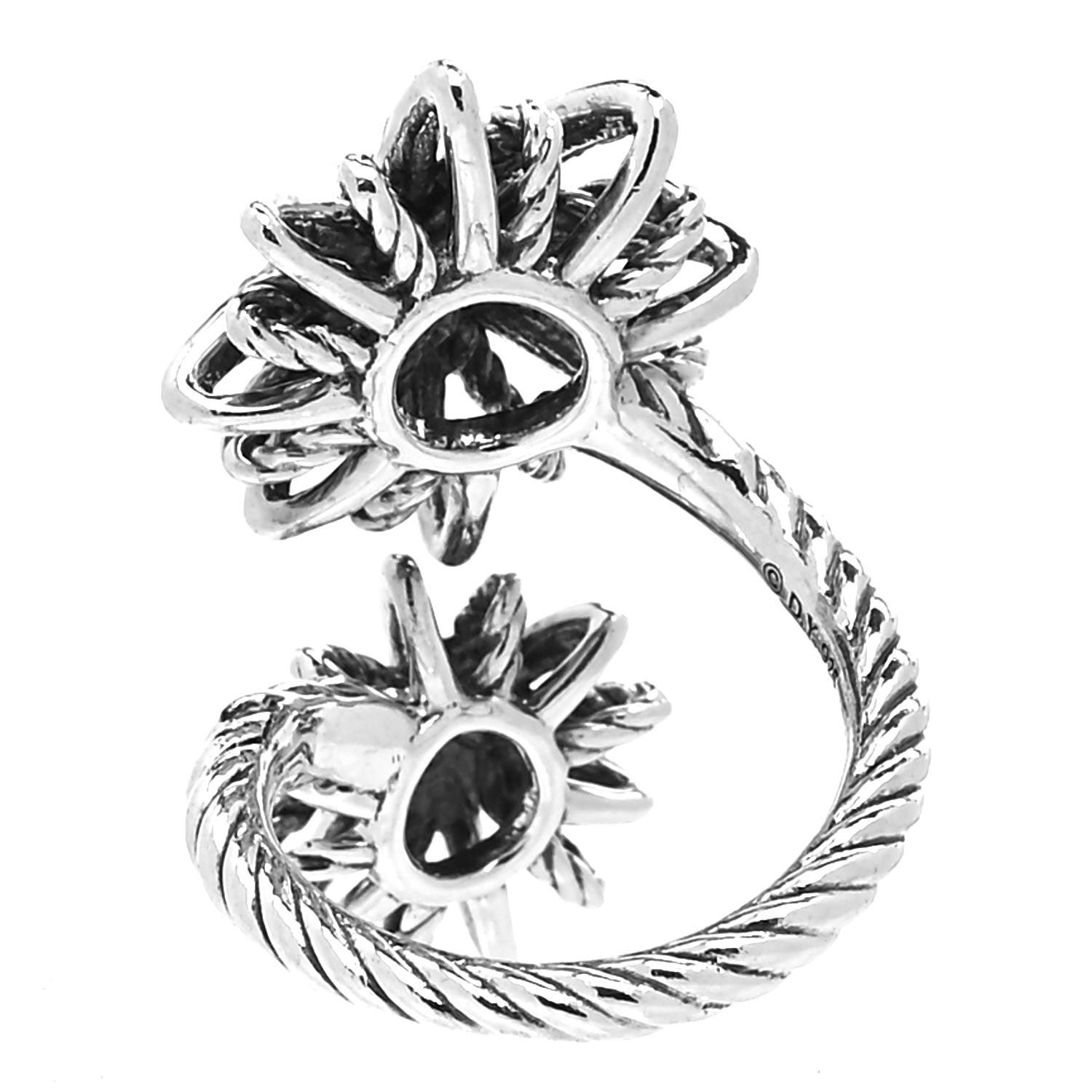 David Yurman Sterling Silver Diamond 28mm Open Starburst Ring 49 5 3 of 4